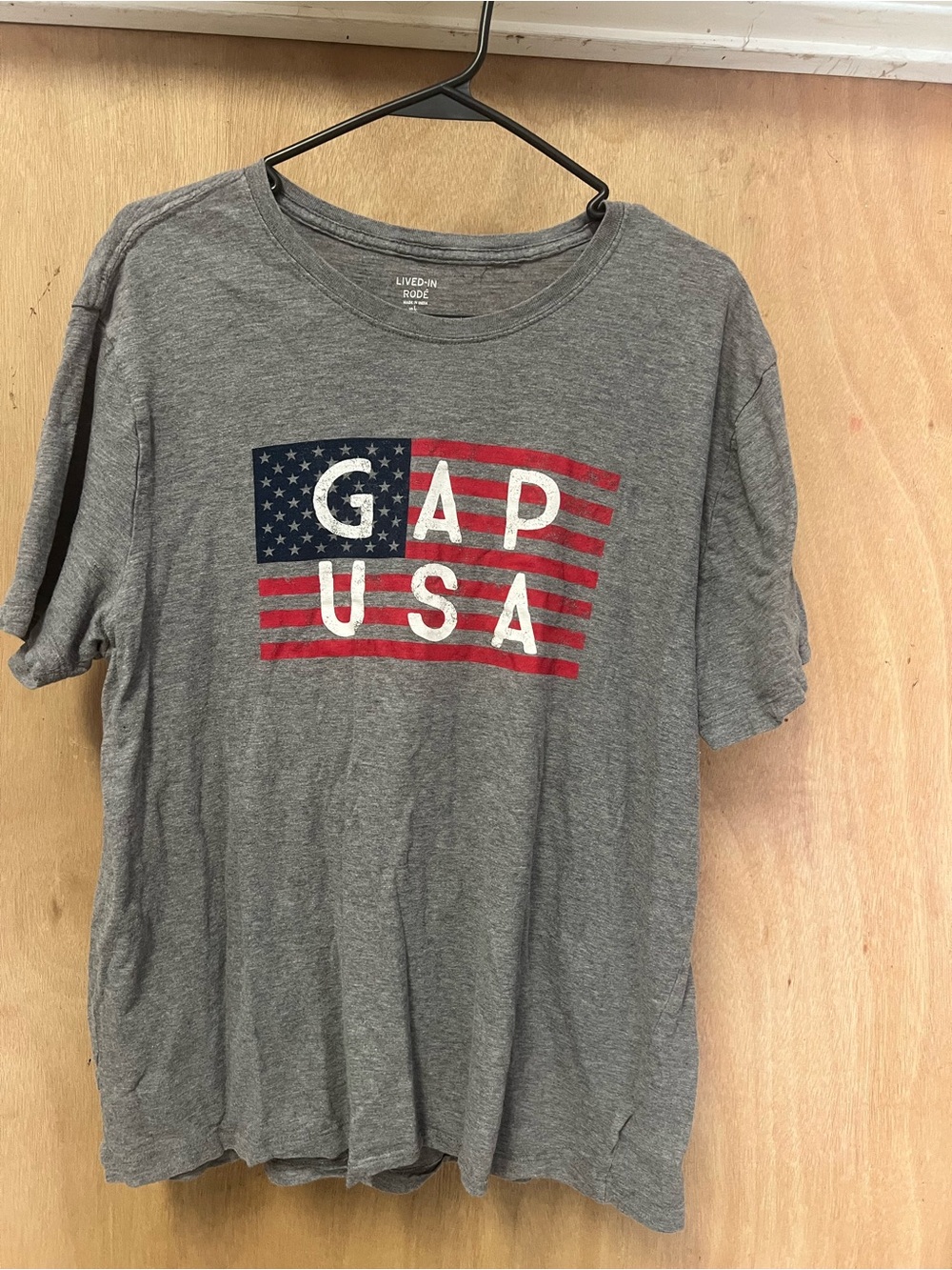 Gap Lived-In GAP USA American Flag Graphic T-Shirt Gray Men’s Large